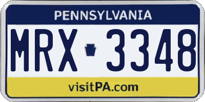 PA license plate MRX3348