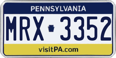 PA license plate MRX3352