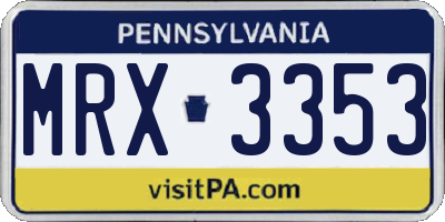 PA license plate MRX3353