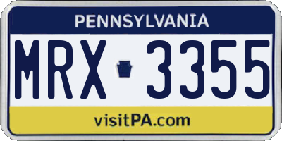 PA license plate MRX3355
