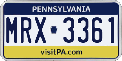 PA license plate MRX3361