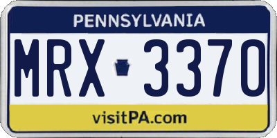 PA license plate MRX3370