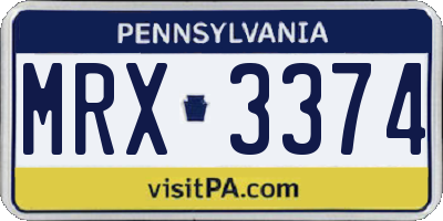PA license plate MRX3374