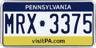 PA license plate MRX3375