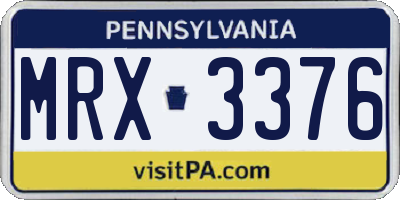 PA license plate MRX3376