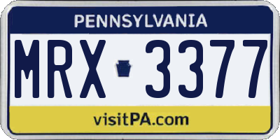 PA license plate MRX3377
