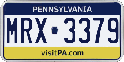 PA license plate MRX3379
