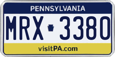 PA license plate MRX3380