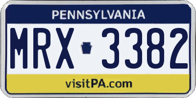 PA license plate MRX3382