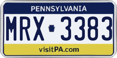 PA license plate MRX3383
