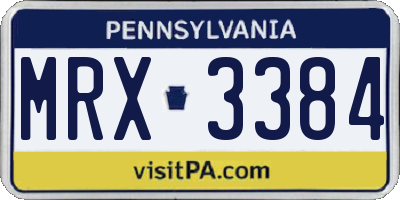 PA license plate MRX3384