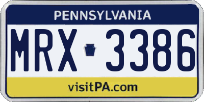 PA license plate MRX3386