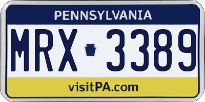 PA license plate MRX3389