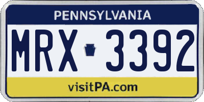 PA license plate MRX3392