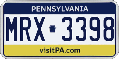 PA license plate MRX3398