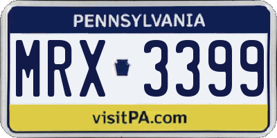 PA license plate MRX3399