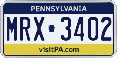PA license plate MRX3402