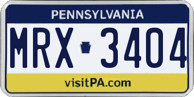 PA license plate MRX3404