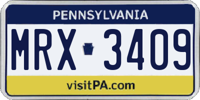PA license plate MRX3409