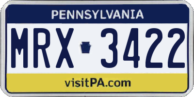 PA license plate MRX3422