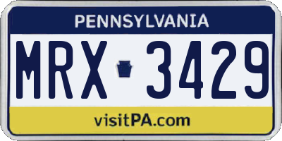 PA license plate MRX3429