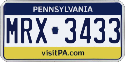 PA license plate MRX3433