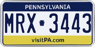 PA license plate MRX3443