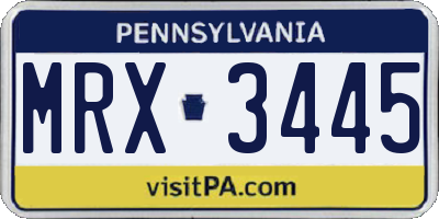 PA license plate MRX3445