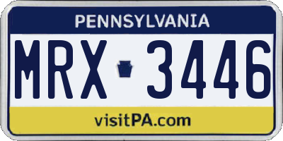 PA license plate MRX3446