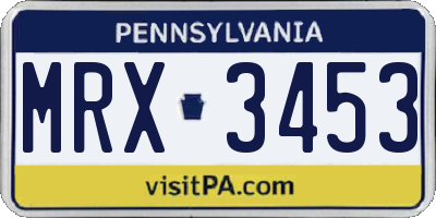 PA license plate MRX3453