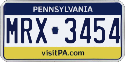 PA license plate MRX3454