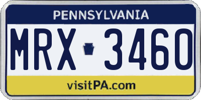 PA license plate MRX3460