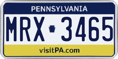 PA license plate MRX3465
