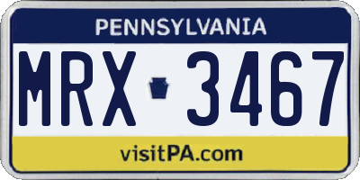 PA license plate MRX3467