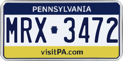 PA license plate MRX3472