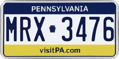 PA license plate MRX3476