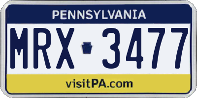 PA license plate MRX3477