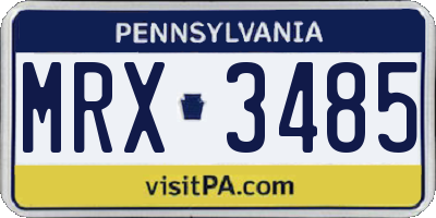 PA license plate MRX3485