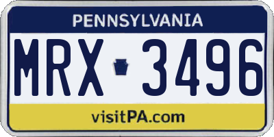 PA license plate MRX3496