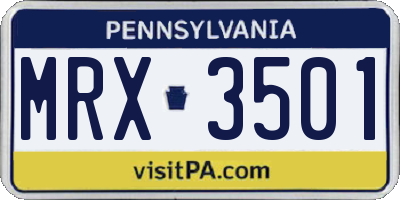 PA license plate MRX3501