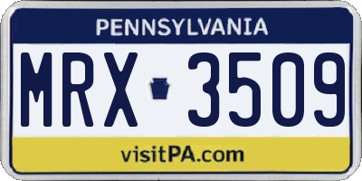 PA license plate MRX3509