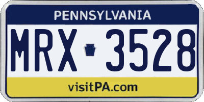 PA license plate MRX3528