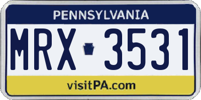 PA license plate MRX3531