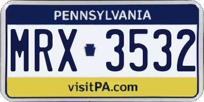 PA license plate MRX3532