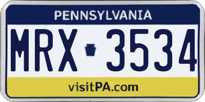 PA license plate MRX3534