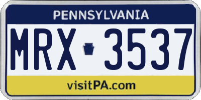 PA license plate MRX3537