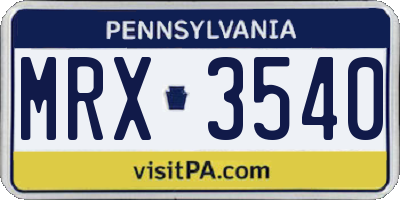 PA license plate MRX3540