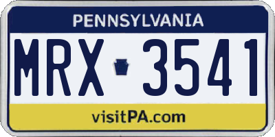 PA license plate MRX3541