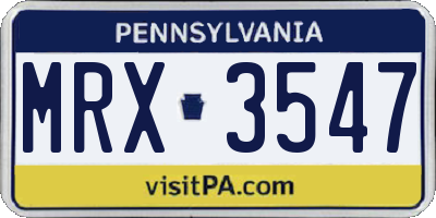 PA license plate MRX3547