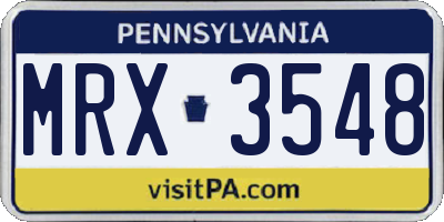 PA license plate MRX3548